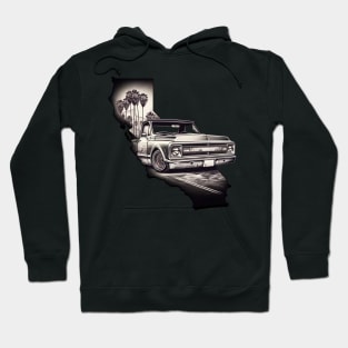 California Dreamin' - Chevy C10 Lowrider Double Exposure Sketch Hoodie